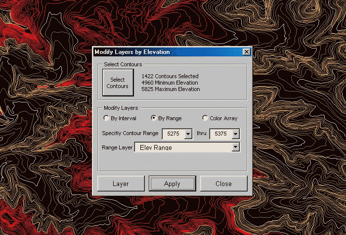 Contours selected by range